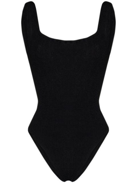 crinkle-effect square-neck swimsuit by HUNZA G
