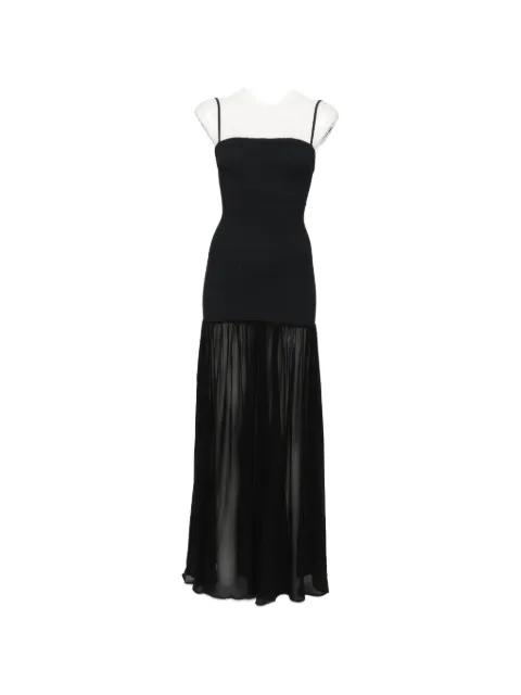 crinkled-finish sheer-skirt maxi dress by HUNZA G