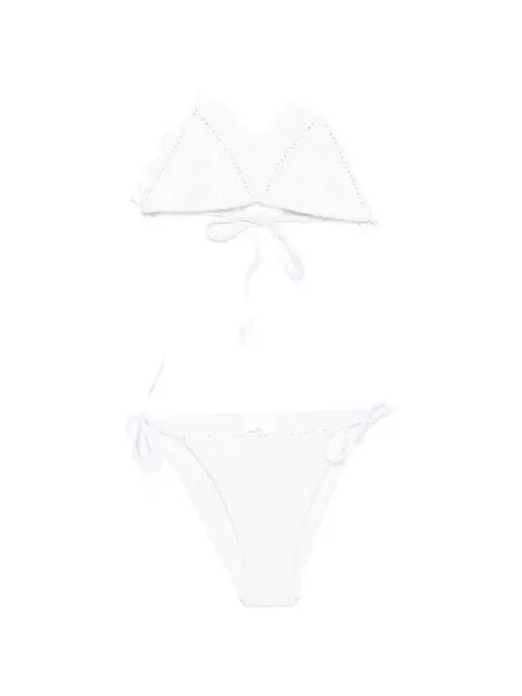 crystal-embellished crinkle-effect bikini by HUNZA G