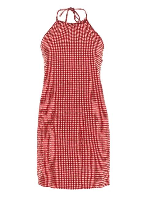 halterneck gingham mini dress by HUNZA G