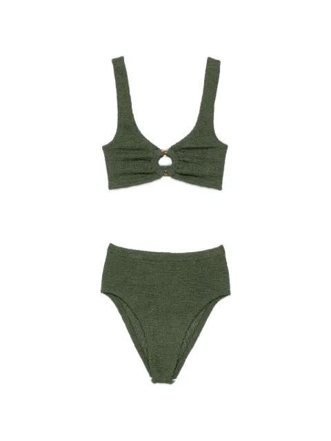 ring-detail crinkle-effect bikini by HUNZA G