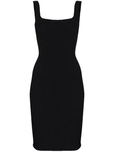 seersucker square-neck mini dress by HUNZA G
