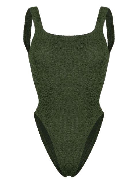 square-neck crinkle-effect swimsuit by HUNZA G