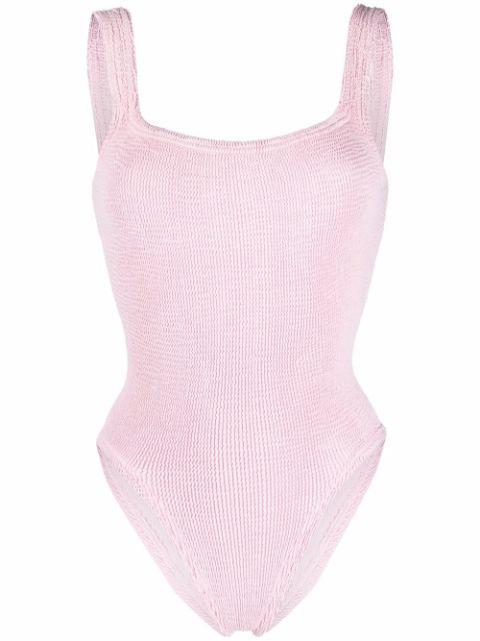 square-neck ribbed swimsuit by HUNZA G