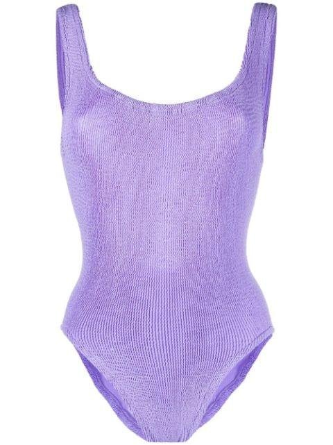 square-neck ribbed swimsuit by HUNZA G