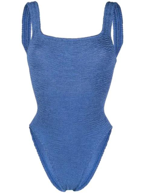 square-neck textured swimsuit by HUNZA G