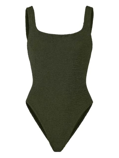 square-neck textured swimsuit by HUNZA G