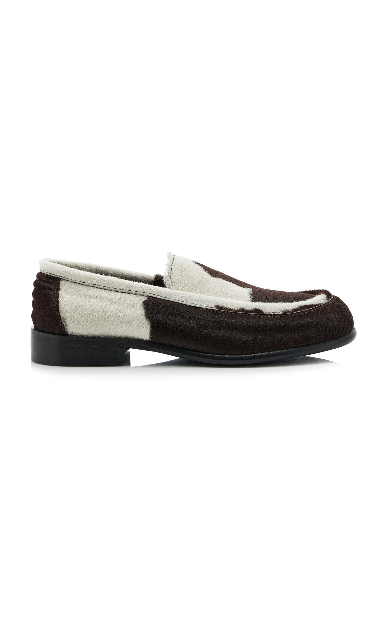 Hvoya Exclusive Bowie Cow-Print Pony Hair Loafers - Moda Operandi by HVOYA