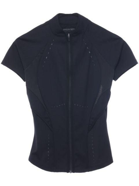cut-out mesh-panelled zip-up top by HYEIN SEO