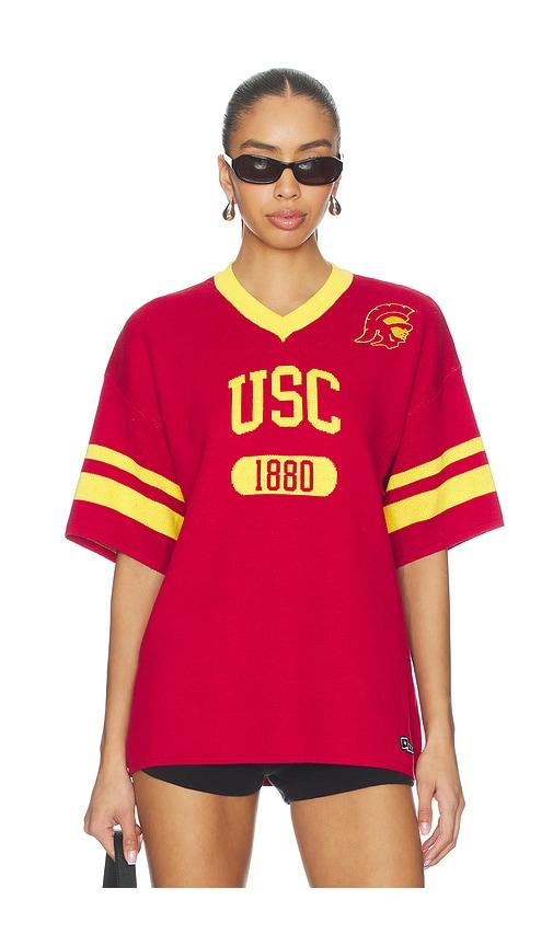 Hype and Vice University Of Southern California Knitted Jersey Tee in Red by HYPE&VICE