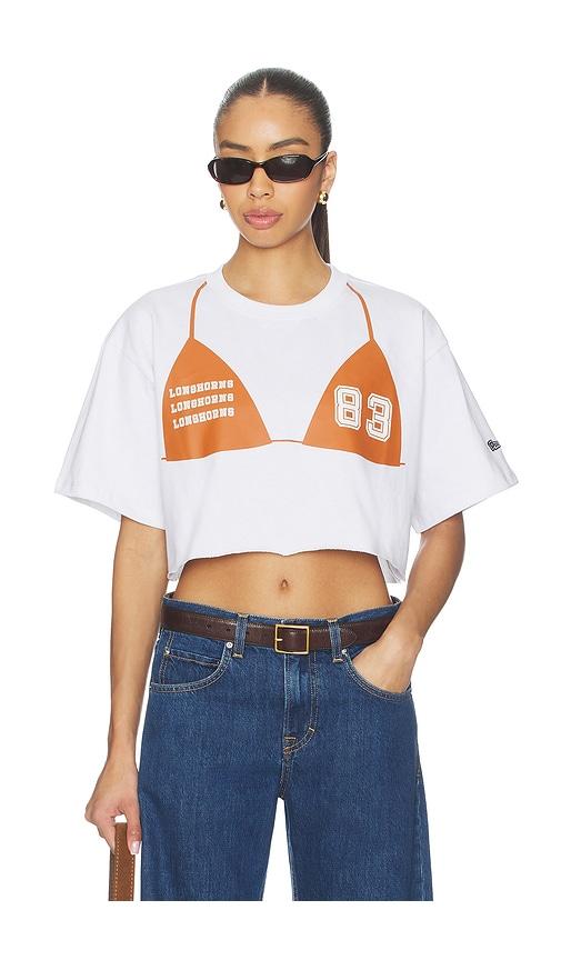 Hype and Vice University Of Texas At Austin Track Tee in Burnt Orange in White by HYPE&VICE