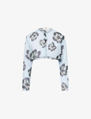 Floral-Print Cropped Sheer Top by HYPHEN