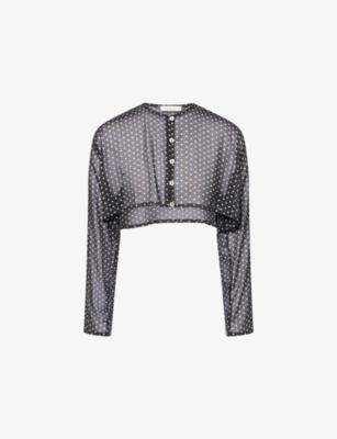 Long-Sleeve Cropped Sheer Top by HYPHEN