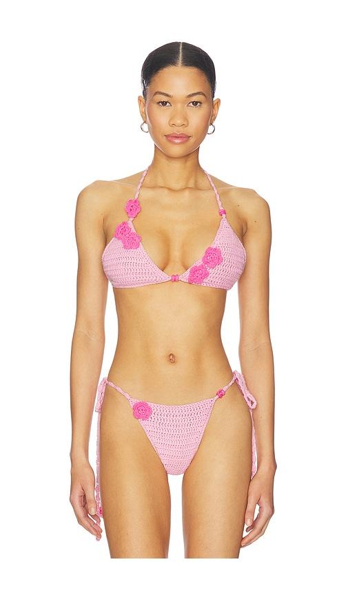 I.AM.GIA Crochet Bikini Top in Pink by I.AM.GIA