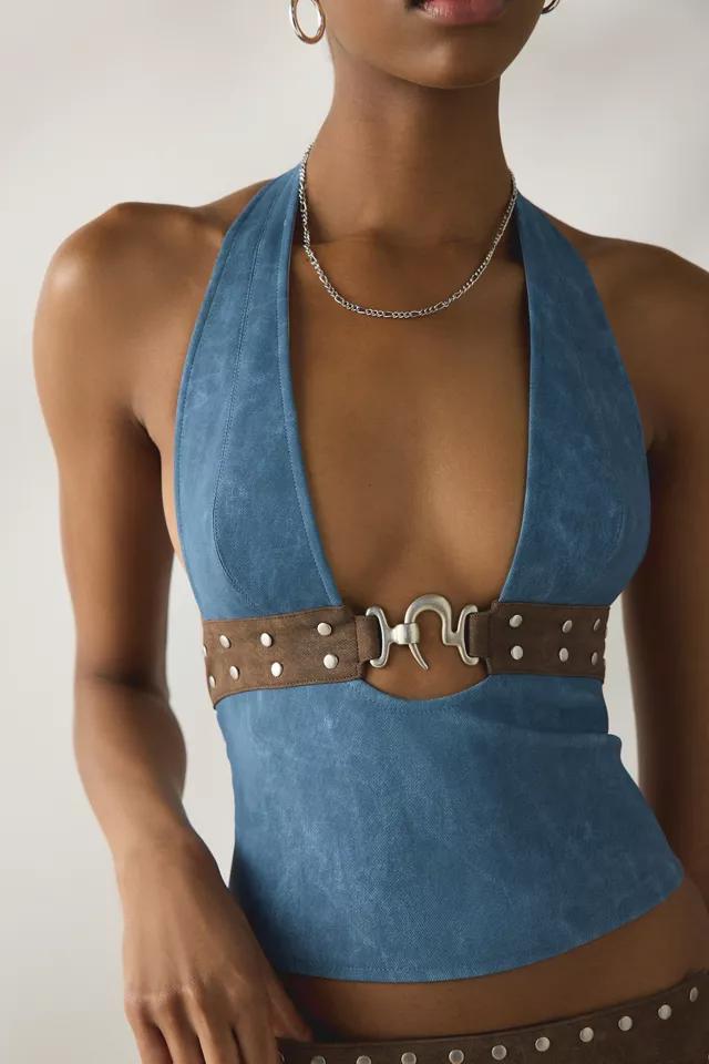 I.AM.GIA. Kessa 2.0 Studded Faux Leather Halter Neck Top by I.AM.GIA