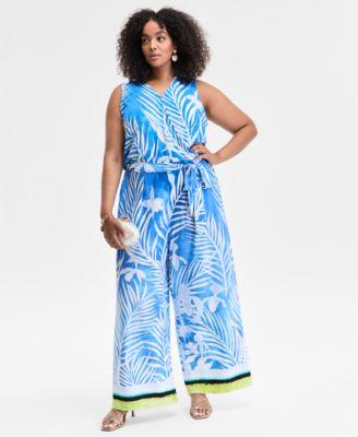 Plus Size Printed Tie-Waist Jumpsuit, Exclusively at Macy's by I.N.C. INTERNATIONAL CONCEPTS Plus Size Printed Tie-Waist Jumpsuit, Exclusively at Macy's by I.N.C. INTERNATIONAL CONCEPTS