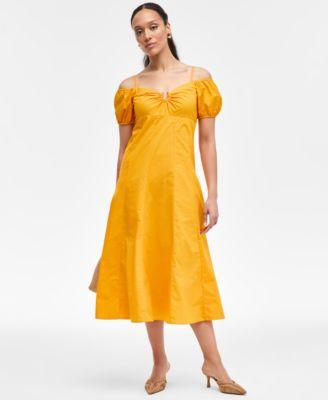 Women's Cotton Cold-Shoulder Midi Dress, Exclusively at Macy's by I.N.C. INTERNATIONAL CONCEPTS Women's Cotton Cold-Shoulder Midi Dress, Exclusively at Macy's by I.N.C. INTERNATIONAL CONCEPTS