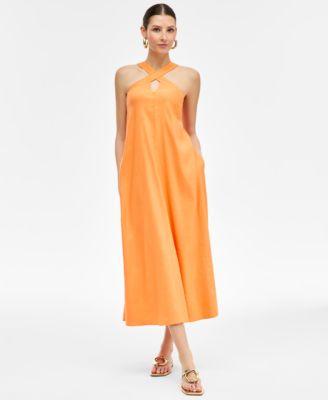 Women's Linen-Blend Halter Midi Dress, Exclusively at Macy's by I.N.C. INTERNATIONAL CONCEPTS