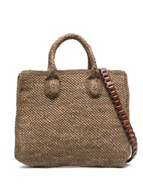 Rary woven-raffia tote bag by IBELIV