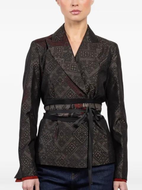 geometric-print belted jacket by IBRIGU