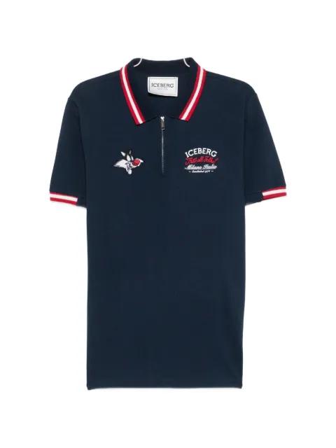 X Looney Tunes embroidered zip-neck polo shirt by ICEBERG