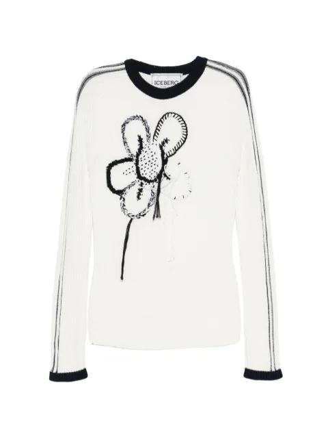 floral-embroidered ribbed sweater by ICEBERG