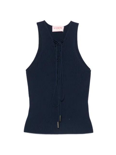 lace-up ribbed-knit tank top by ICEBERG