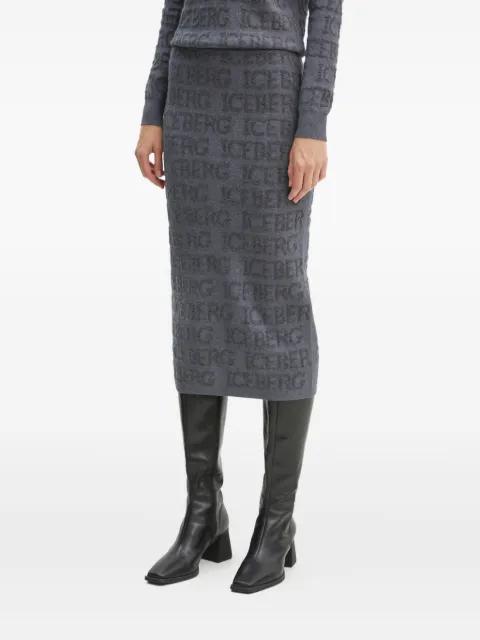 logo-jacquard midi skirt by ICEBERG