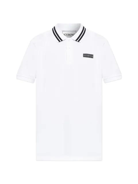 logo-patch striped-collar polo shirt by ICEBERG