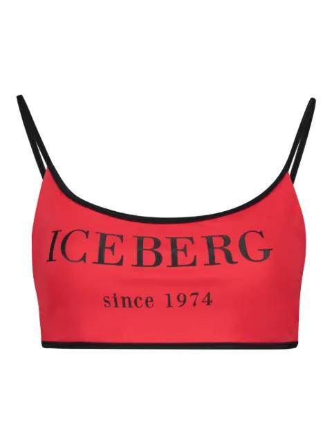 logo-print bikini top by ICEBERG