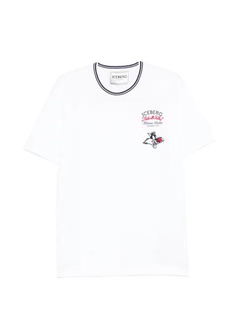 striped trim graphic T-shirt by ICEBERG