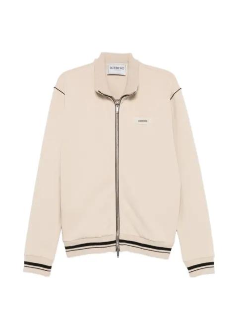 striped-trim zip-up sweatshirt by ICEBERG