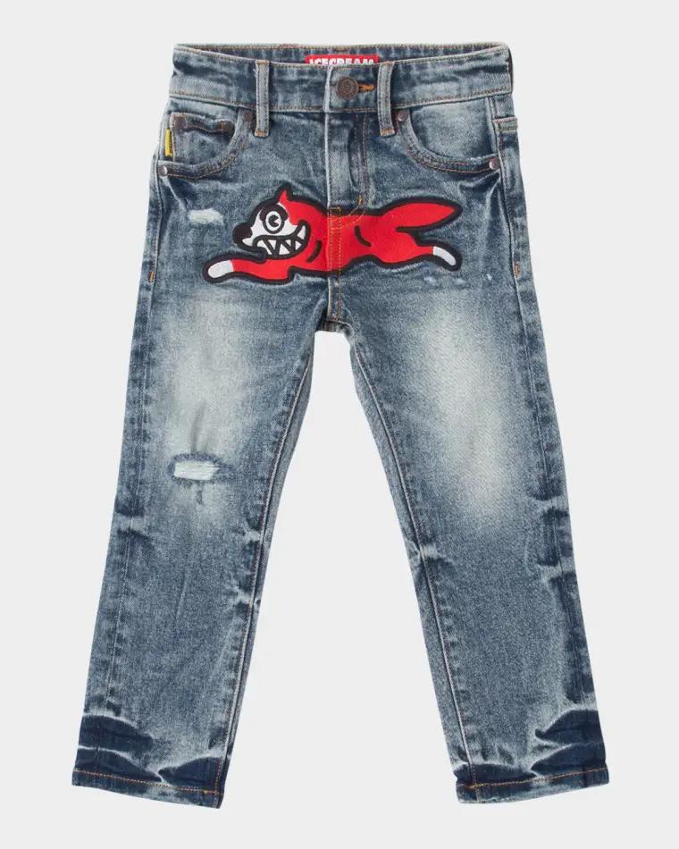 Boy's Combination Embroidered Lightwash Jeans, Size 2-10 by ICECREAM