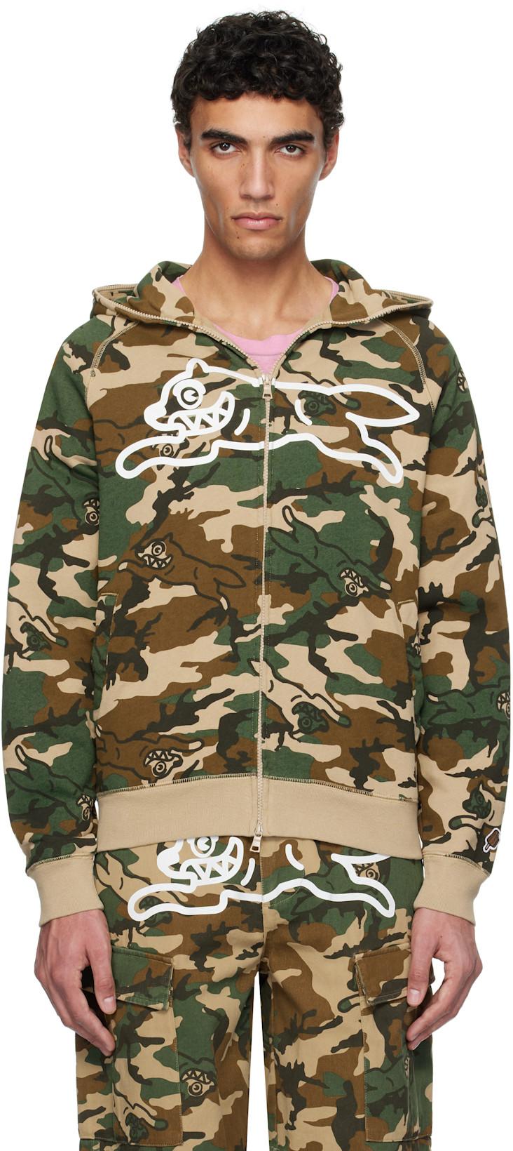 Khaki Running Dog Woodland Camo Hoodie by ICECREAM