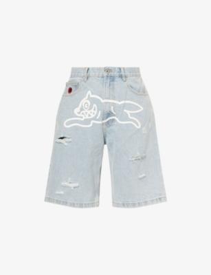 Running Dog Distressed Denim Shorts by ICECREAM