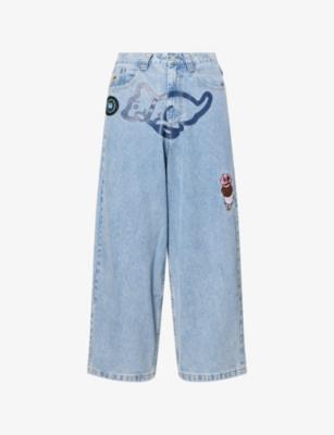 Running Puppy Triple Scoop Wide-Leg Denim Jeans by ICECREAM Running Puppy Triple Scoop Wide-Leg Denim Jeans by ICECREAM