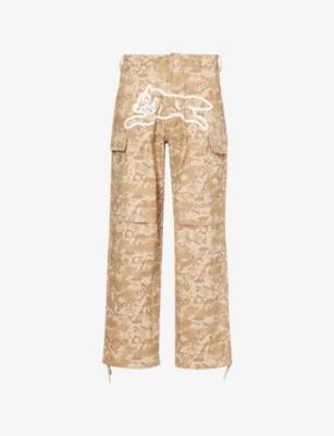 Snakeskin-Pattern Running Dog Cotton Cargo Trousrs by ICECREAM