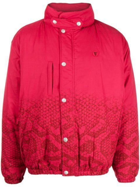 snakeskin-print padded jacket by ICECREAM