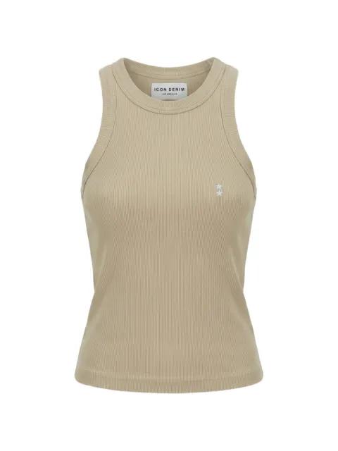 Luna ribbed-knit star-embroidered tank top by ICON DENIM
