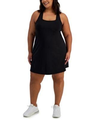 Plus Size Active Solid Cross-Back Sleeveless Dress by ID IDEOLOGY