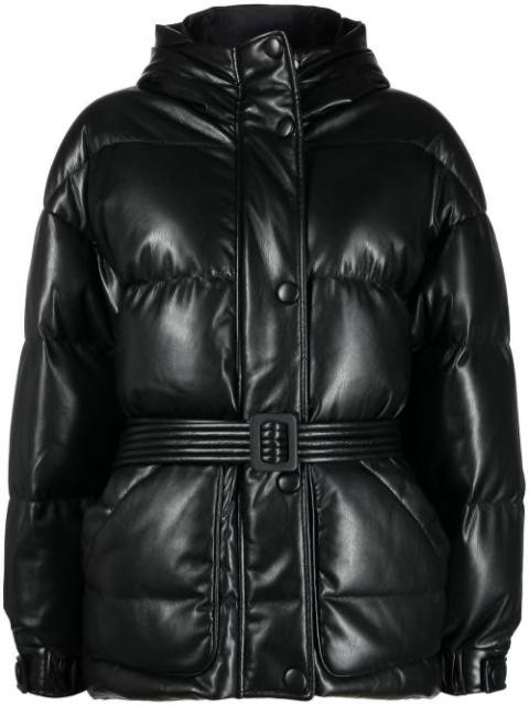 faux-leather zip-up padded jacket by IENKI IENKI