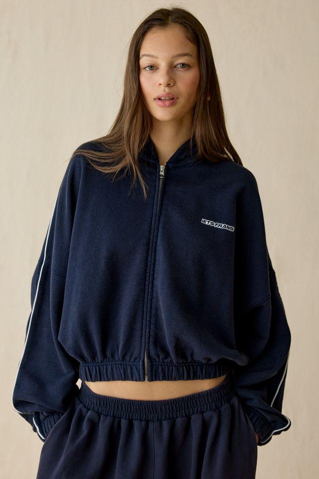 iets frans… Harri Piped Bubble Hem Zip-Up Hoodie Sweatshirt by IETS FRANS...