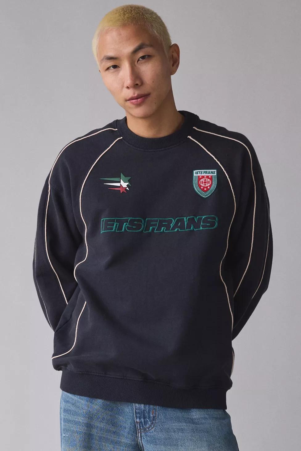 iets frans… Piping Trim Embroidered Soccer Crew Neck Sweatshirt by IETS FRANS...