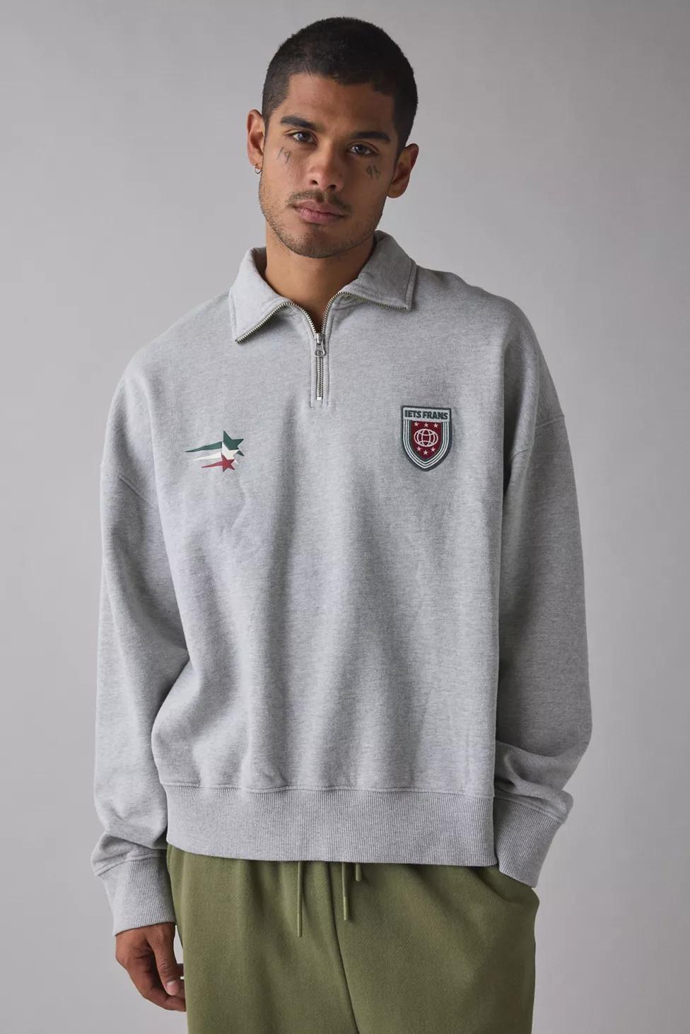 iets frans… Silas Badge Quarter Zip Polo Sweatshirt by IETS FRANS...