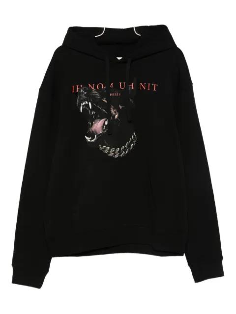 dog-print cotton hoodie by IH NOM UH NIT