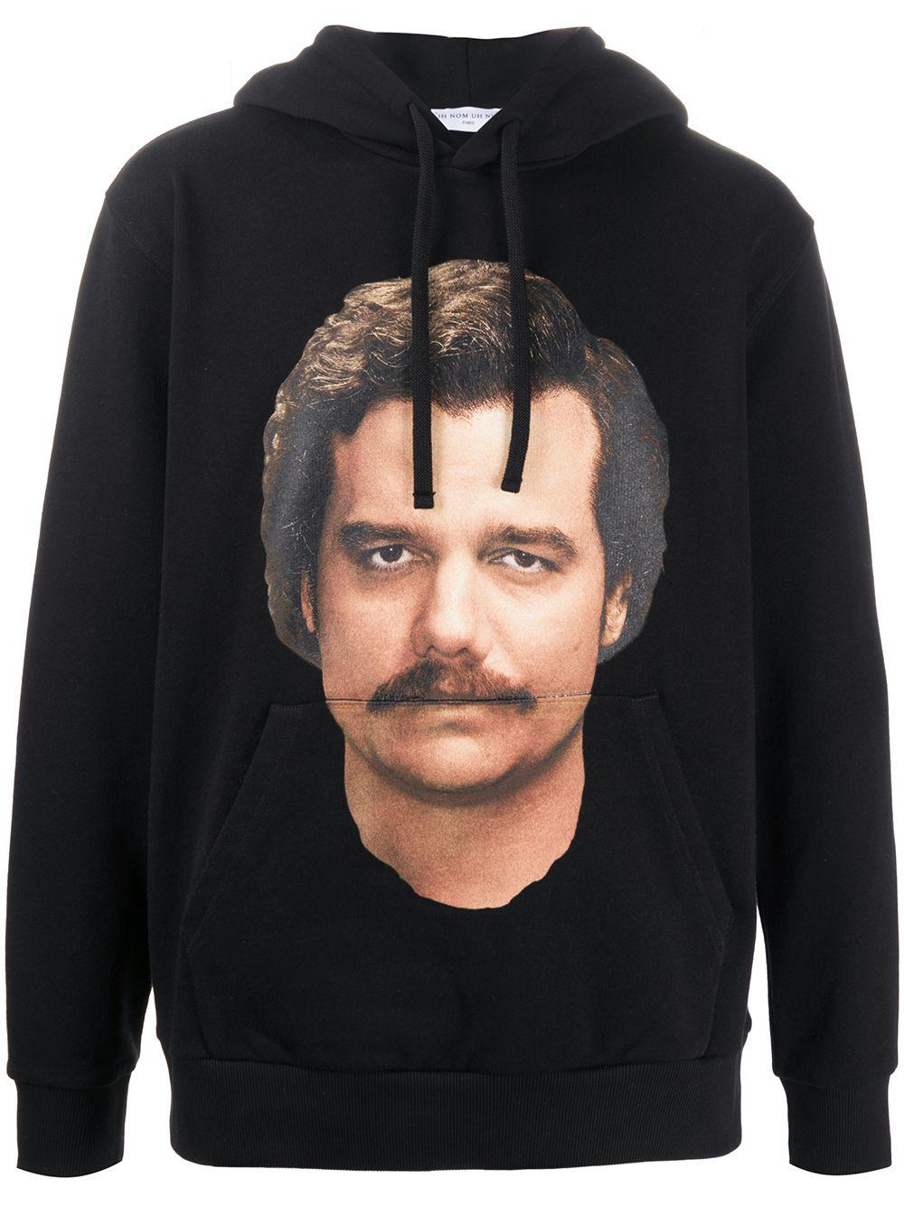 portrait print drawstring hoodie by IH NOM UH NIT