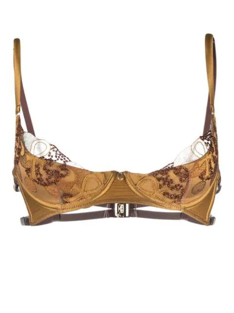 embroidery quarter-cup bra by IHUOMA