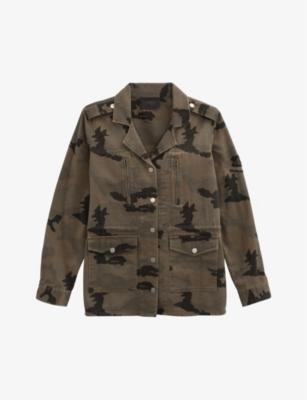 Camouflage-patterned badge-embellished regular-fit denim jacket by IKKS