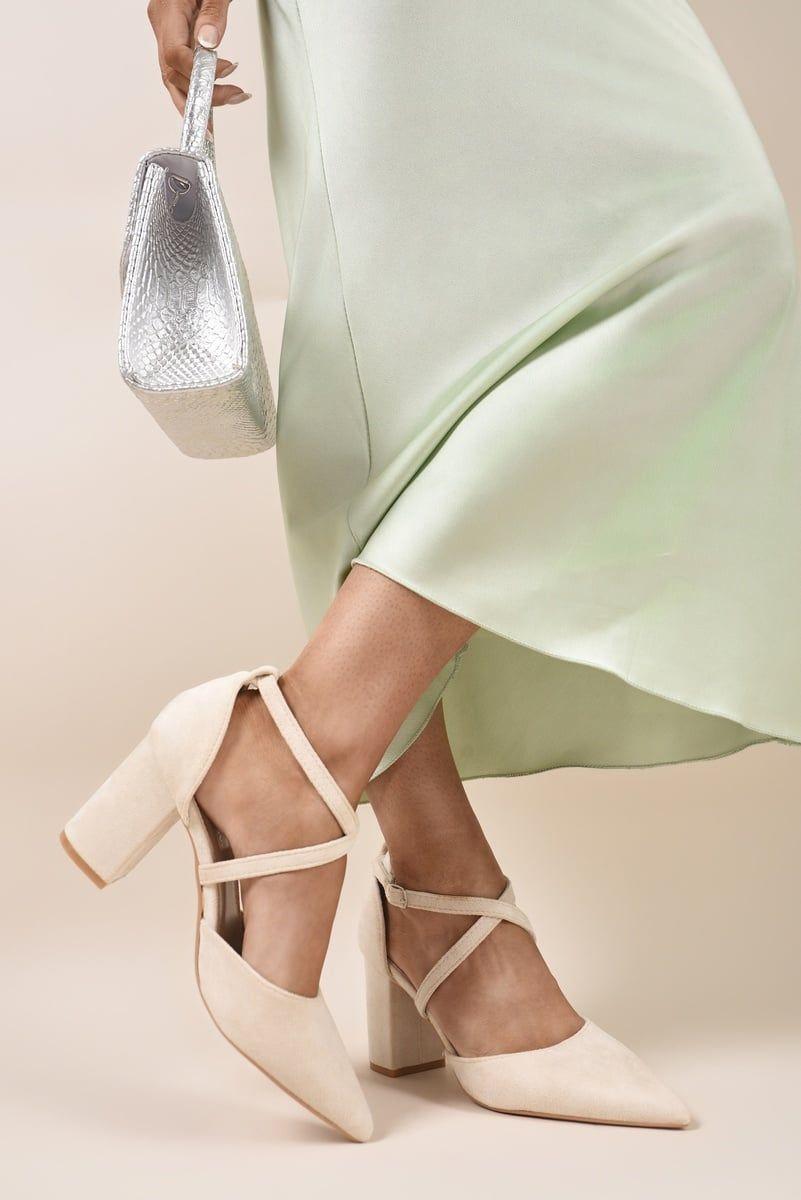 Alaina Cross Strap Block Heels by IKRUSH