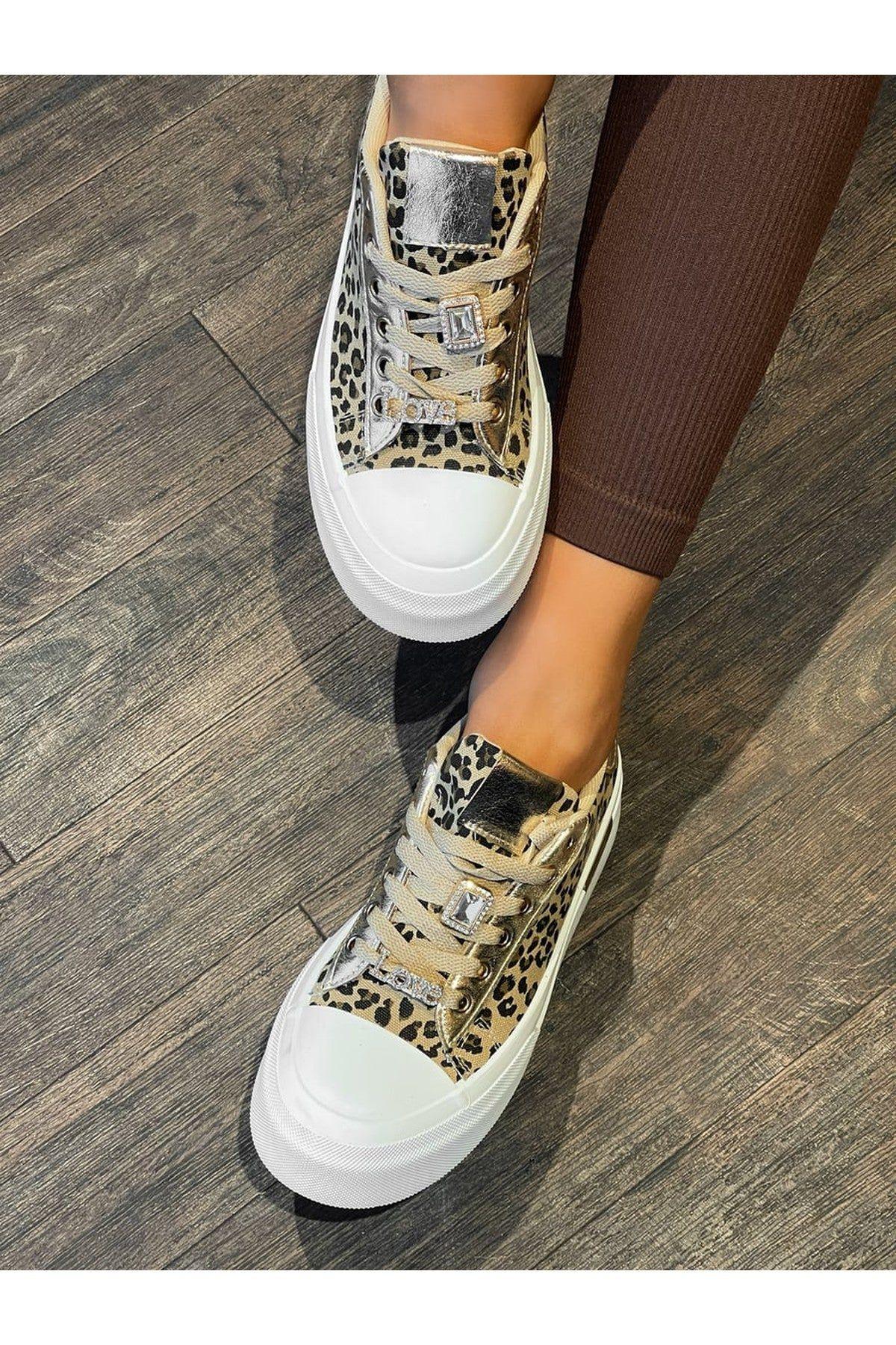 Angelah Lace Up Love Platform Trainers by IKRUSH
